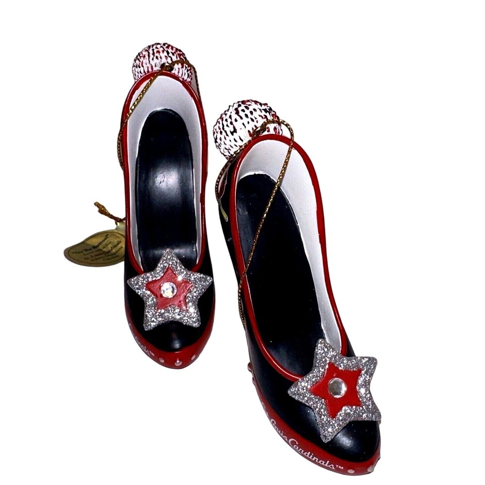 Bradford Exchange St. Louis Cardinals Shoe Ornament High Heel Baseball Pom Pom - Picture 4 of 10
